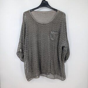 Canda Premium Crochet Tunic Top Women Size XL Lined Sequins Textured Lagenlook